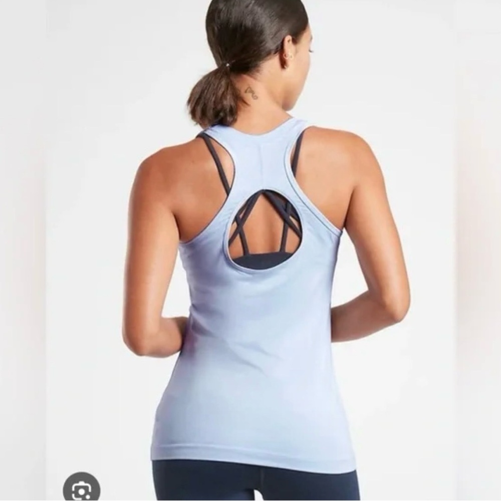 Athleta Nitro Blue Green Sleeveless Racerback Tank Keyhole Back Women’s Small